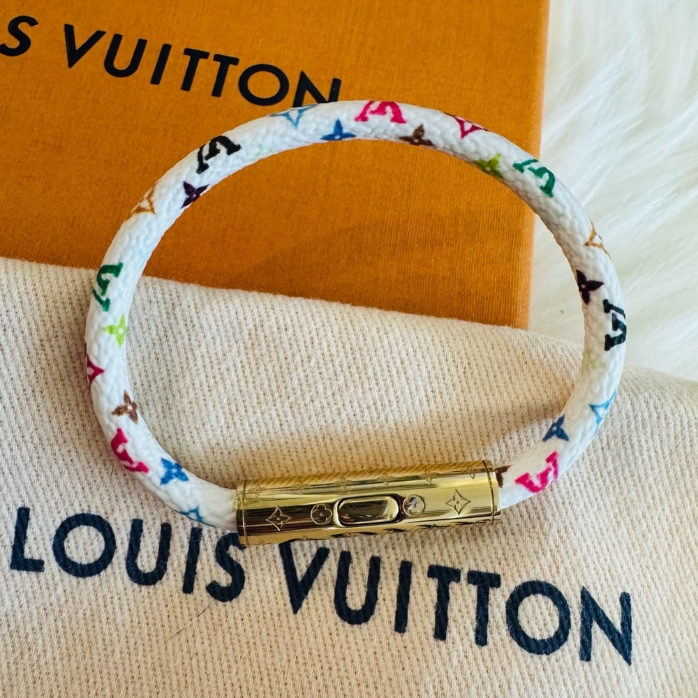 Louis Vuitton White and Multicolor Murakami 2025 Bracelet with Gold accent
